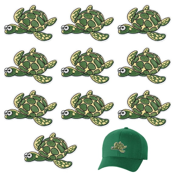 Polyester Clothing Patches Embroidery Appliques Turtle Green 52x63x1.5mm