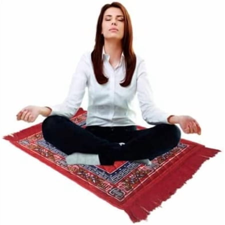 ?Polyester Comfortable Red Multi-Purpose Meditation Mat/Rug (Approx. 60 x 60 Cm, 24 x 24 Inch), Religious Spiritual Items, Home Aasan/Yoga/Meditation, Hindu/Yoga/Meditation