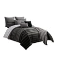 thumbnail image 1 of Polyester Comforter Set with Striped Details, Black & Gray - King Size - 10 Piece, 1 of 1