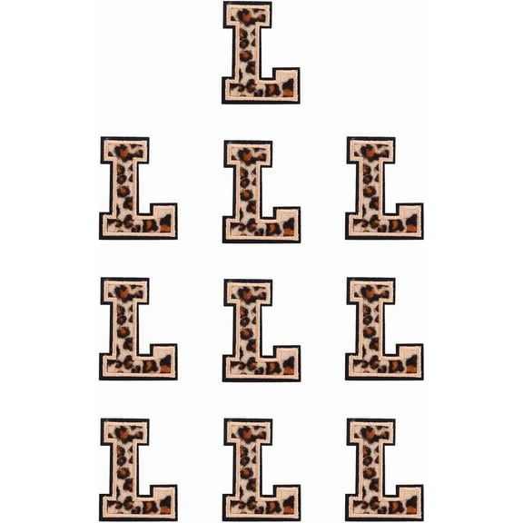 Polyester Computerized Embroidery Cloth Iron On Sequins Patches Leopard Print Pattern Stick On Patch Costume Accessories Appliques Letter.L 61x47x1.5mm