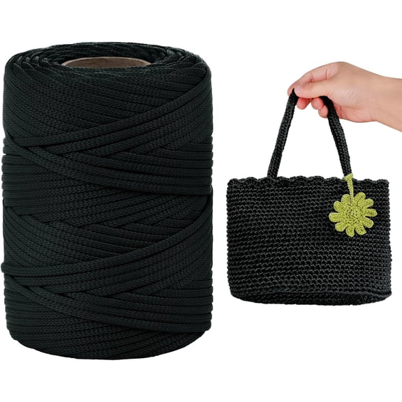 Polyester Cord, Macrame Cord 3mm x 100 Yards Flat Rope Crochet Polypropylene Yarn for Crocheting, DIY Bags, Hats, Shoes (Dark Sage) Dark Sage