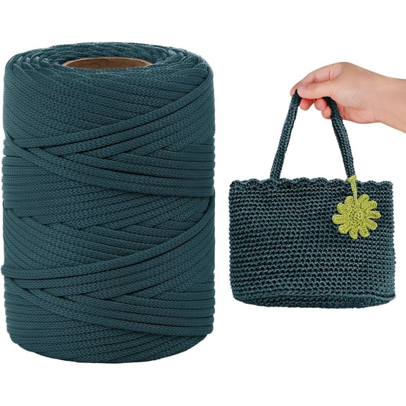 Polyester Cord, Macrame Cord 3mm x 100 Yards Flat Rope Crochet Polypropylene Yarn for Crocheting, DIY Bags, Hats, Shoes (Light Sage) Light Sage