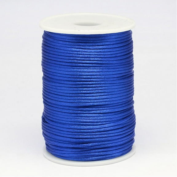 Polyester Cord Satin Rattail Cord for Beading Jewelry Making Chinese Knotting Blue 2mm about 100yards/roll