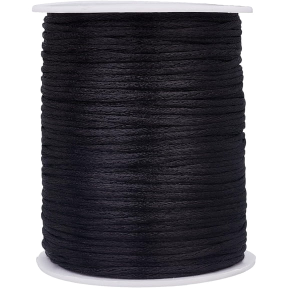 Polyester Cord for Knitting Chinese Knots Black 2mm about 109.36 Yards(100m)/Roll