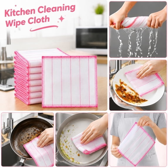 Polyester Cotton Kitchen Cleaning Towel, Reusable Dish Cloth Scrub ...