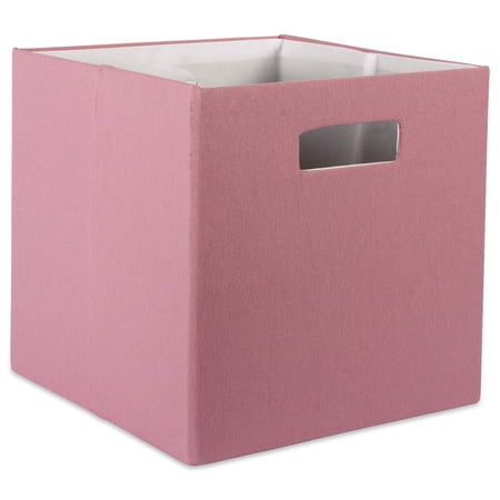 DII 11" Square Modern Polyester Cube Solid Storage Bin in Rose Pink