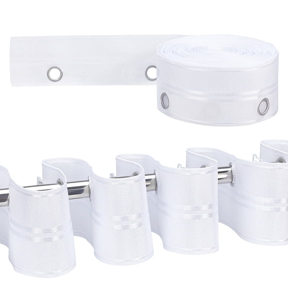 Polyester Curtain Tape for Hook with Iron Findings Drapery Header Tape Flat White 79mm Hole: 22mm 20m/roll