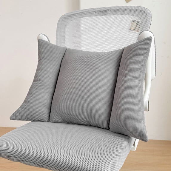 Polyester Cushion Gray Office Chair Lumbar Support Cushion, Back Support Pillow for Prolonged Sitting, Seat Cushion for Various Chairs Rkxzt