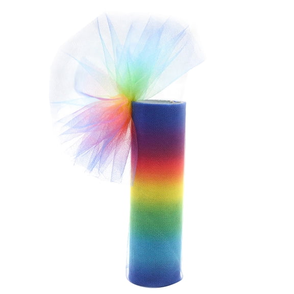 Polyester Deco Mesh Ribbons Rainbow Gradient Color Tulle Fabric for DIY Craft Gift Packaging Home Party Wall Decoration Colorful for diy