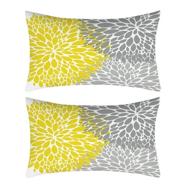 Polyester Doll Yellow Blue Flower Pillow 12X20 Inch Set Of 2 Outdoor Throw Pillows Outdoor Decor for Living Room Sofa Patio Funiture Garden Floral Polyester Pillow