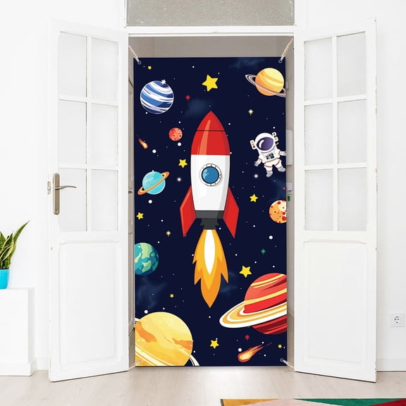 Polyester Door Cover Indoor Outdoor Home Decor Rocket 1850x900mm