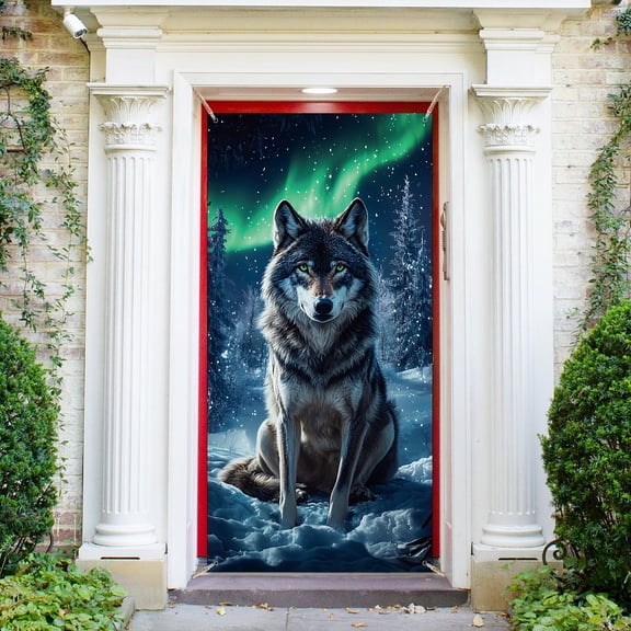Polyester Door Cover Indoor Outdoor Home Decor Wolf 1850x900mm DIY