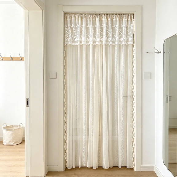 Polyester Door Curtain Mosquito Net Partition Privacy Screen, 78.74x55.12 Beige