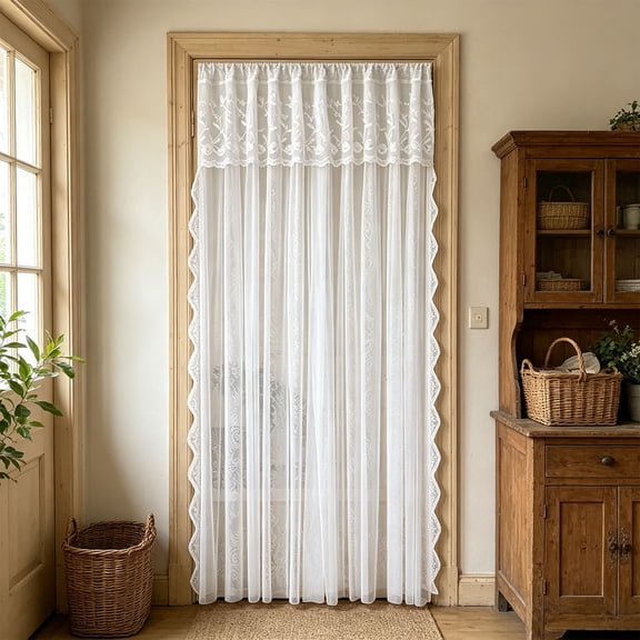 Polyester Door Curtain Mosquito Net Partition Privacy Screen, 78.74x55.12 White