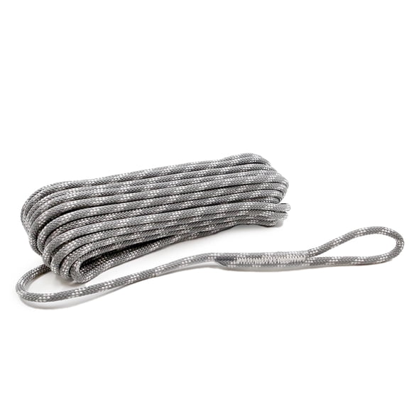 Polyester Double Braided Rope Gray - With Loop 1/4in X 65FT Arborist Rigging Tree Work Camping Sailing