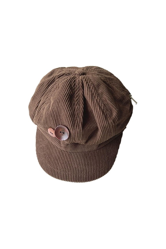 Polyester Double Button Decoration Corduroy Baseball Cap for Fall and Winter, Windproof and Adjustable, Suitable for Commuting and Outdoor Activities