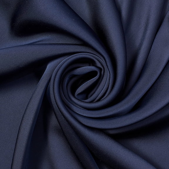 Polyester Double Face Satin 61 Inch Shiny Smooth Soft 165 GSM Fabric By The Yard For Sewing Apparel, Accessories, And Décor (Navy Blue, 1 Yard)