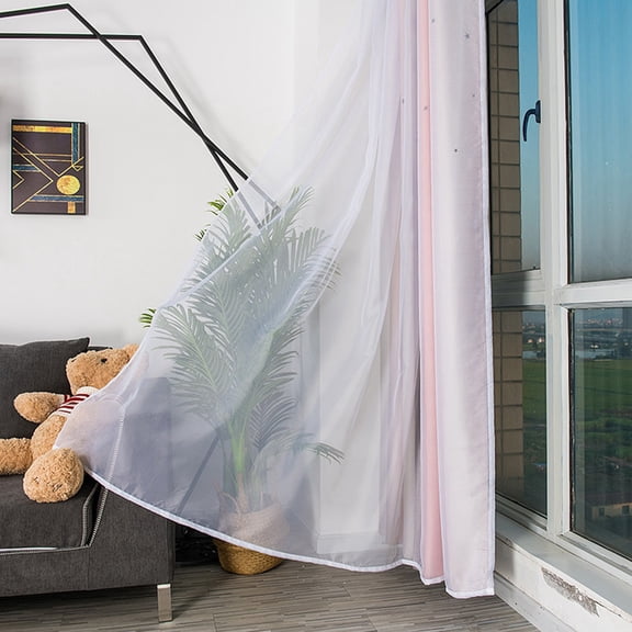 Polyester Double Layer Hollow Out Window Curtain Drape with Netting for Bedroom Living Room, 1x2m, Multiple Colors
