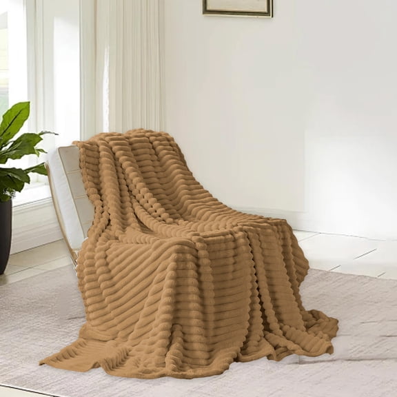 Polyester Double Layer Raschel Blanket 70x100cm Light Blue Sofa Bed Throw