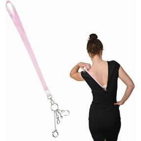 Polyester Dress Zipper Helper Zipper Puller Zip with Hook and Clasp Pink 580mm