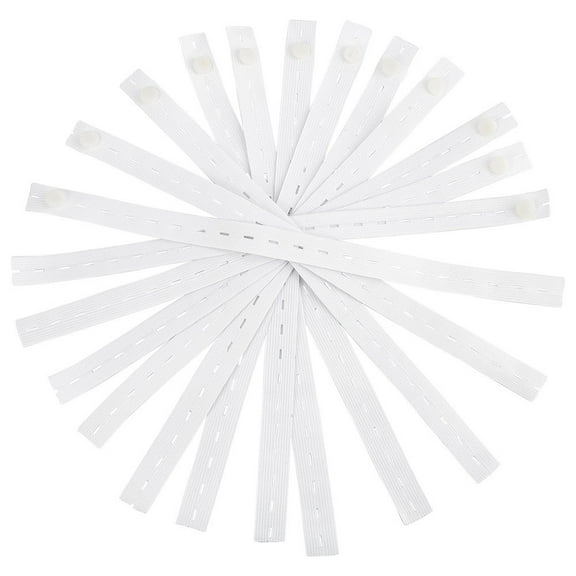 Polyester Elastic Binding Straps Buttonhole Tape with Plastic Button for Clothes Storage Window Curtain Holdback White 20mm