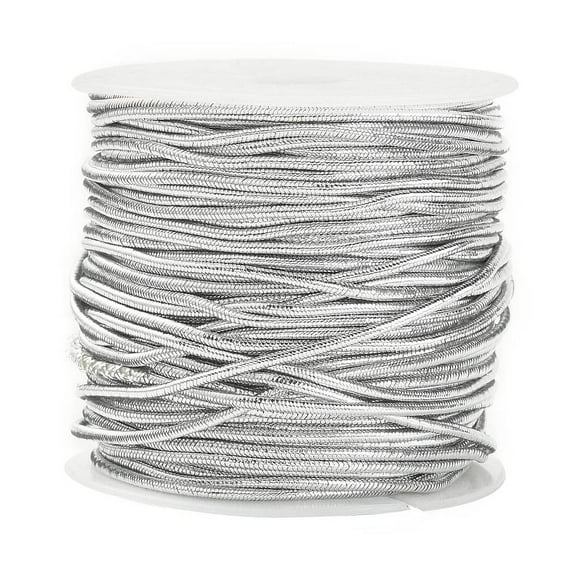 Polyester Elastic Cord Round Silver 1mm 21.87 Yards(20m)/Roll