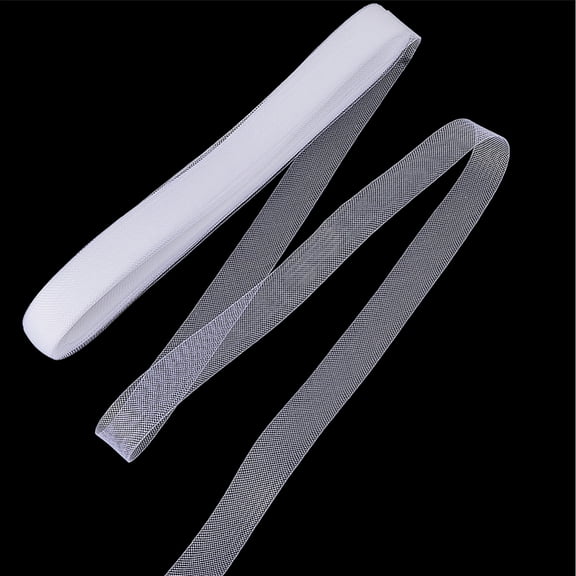 Polyester Elastic Deco Mesh Ribbons for Hat Decoration White 1 inch(25mm) 22.97 Yards(21m)/Roll