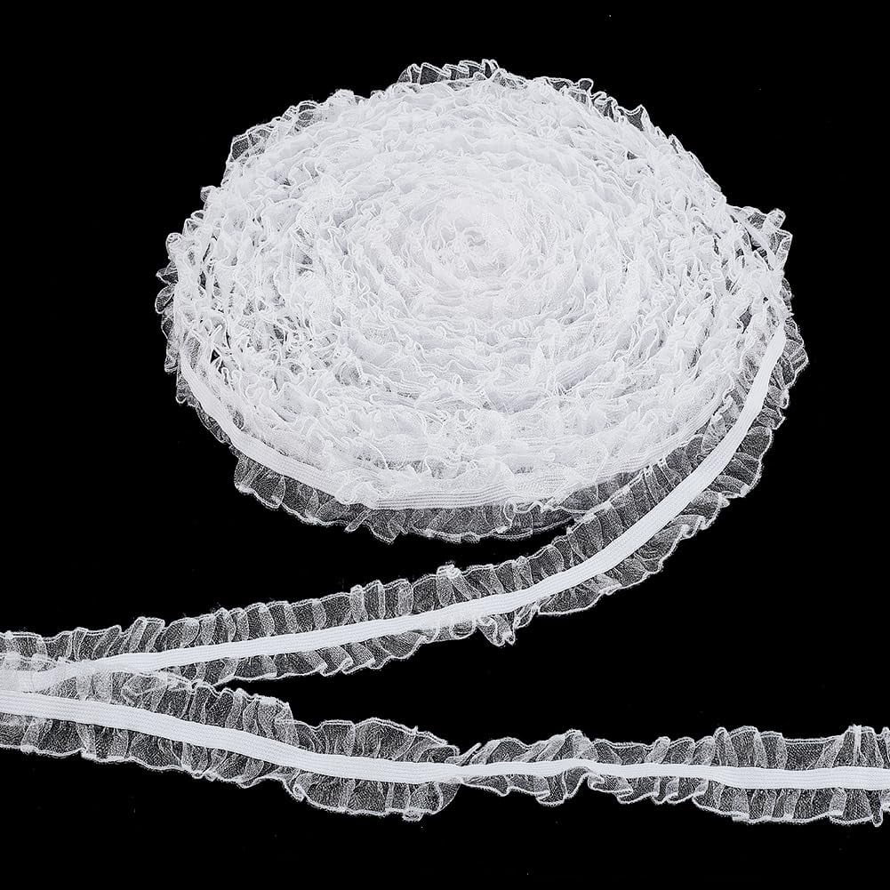 Garment Ribbon Polyester Elastic Pleated Lace Ribbon for Garment Accessories White 1 ...