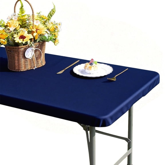 Polyester Elastic Tablecloths Table Covers for Party Wedding Banquet Bar Table Midnight Blue 1820x750x2.5mm