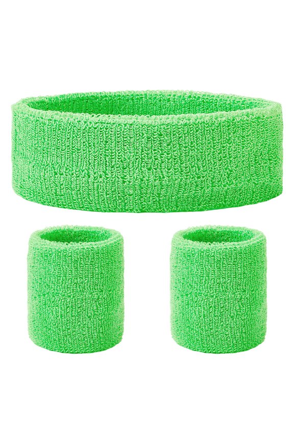 Polyester Elbow Sleeves and Headband Elbow Brace Protection Covers Lime Green 169x50x15mm