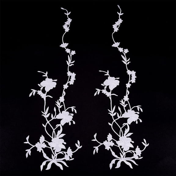 Polyester Embroidery Flower Lace Appliques with Adhesive Back Sew on Ornament Accessories White 514x165x1mm