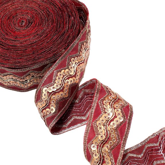 Polyester Embroidery Paillette Ribbon Clothes Accessories FireBrick 1-3/8 inch(34mm)