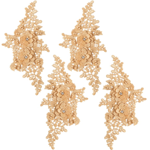 Polyester Embroidery Sequin Costume Accessories Sewing Craft Decoration Flower Orange 265x125x1.5mm Diy