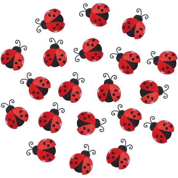 Polyester Embroidery Sew on Cloth Patches Sewing Craft Decoration Ladybug Red 59x46.5x1.5mm for DIY
