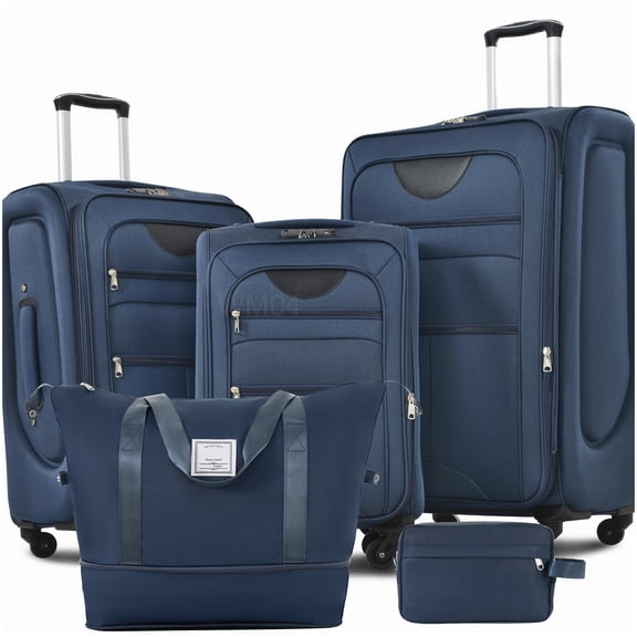 Polyester Expandable 3-Piece Suitcase Set with Spinner Wheels and TSA Lock