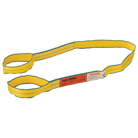 Global Industrial 298501 6 ft. Poly Web Sling - HD - Eye & Eye with Durable Edge - Yellow - 3200-2500-6400 lbs