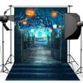 thumbnail image 1 of Polyester Fabric 5x7ft Halloween Horrible Stone Castle Terror Tree Pumpkin Lantern Backdrop For Studio Props Photo Backdrop, 1 of 3