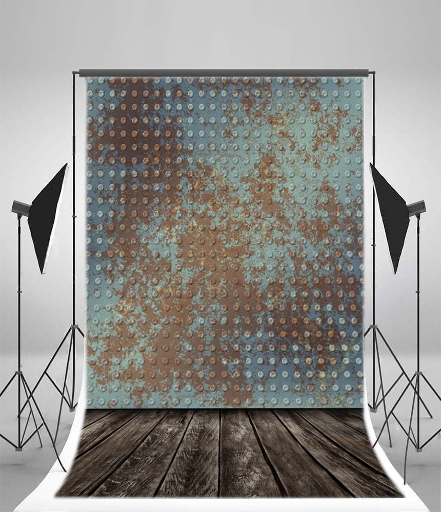 Polyester Fabric 5x7ft Photography Backdrop Shabby Metal Plate Rust ...