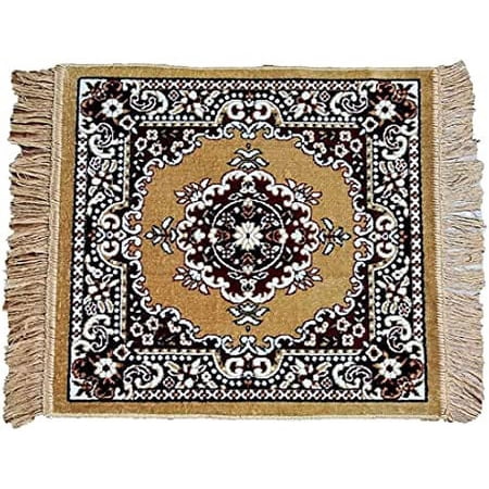 Polyester Fabric Beige Meditation Prayer Mat (Approx. 24 x 24 Inch) Multi-Purpose Meditation Mat/Rug, Religious Spiritual Items, Home Aasan/Yoga/Meditation