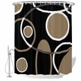 thumbnail image 1 of Polyester Fabric Black Brown Shower Curtain, White Circle Modern Minimalist Geometric Waterproof Bathtub Curtain Bathroom Decor Set with Hooks 66 x 72 Inches, 1 of 6