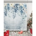 thumbnail image 1 of Polyester Fabric Blue Christmas Poinsettia Shower Curtain, Xmas Eucalyptus Leaves Snowflake Vintage, Waterproof Bathtub Curtain Bathroom Decor Set with Hooks 48 x 72 Inches,, 1 of 6