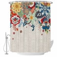 thumbnail image 1 of Polyester Fabric Boho Flowers Shower Curtain, Abstract Ethnic Vintage Bohemian Floral Waterproof Bathtub Curtain Bathroom Decor Set with Hooks 72 x 84 Inches, 1 of 6