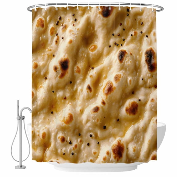 Polyester Fabric Bread Shower Curtain, Farmhouse Brown Chic Abstract Food Texture Waterproof Bathtub Curtain Bathroom Decor Set with Hooks 72 x 72 Inches