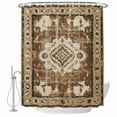 thumbnail image 1 of Polyester Fabric Brown Boho Shower Curtain, Retro Western Rustic Ethnic Tribal Patterns Waterproof Bathtub Curtain Bathroom Decor Set with Hooks 72 x 72 Inches, 1 of 6