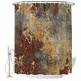 thumbnail image 1 of Polyester Fabric Brown Gray Shower Curtain, Rustic Abstract Gradient Mottled Texture Waterproof Bathtub Curtain Bathroom Decor Set with Hooks 60 x 72 Inches, 1 of 6