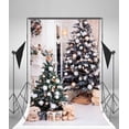 thumbnail image 1 of Polyester Fabric Christmas Backdrop 5x7ft Photography Backdrop Xmas Trees Decoration Gifts Bear Toys Interior Decor Festival Celebration Children Baby Kids Studio Photos Video Props, 1 of 3