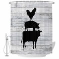 thumbnail image 1 of Polyester Fabric Farmhouse Wooden Grain Shower Curtain, Vintage Country Cow Pig Chicken Grey Waterproof Bathtub Curtain Bathroom Decor Set with Hooks 36 x 78 Inches, 1 of 6