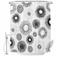 thumbnail image 1 of Polyester Fabric Geometric Black Shower Curtain, Abstract Grey White Boho Circle Dot Waterproof Bathtub Curtain Bathroom Decor Set with Hooks 72 x 84 Inches, 1 of 6