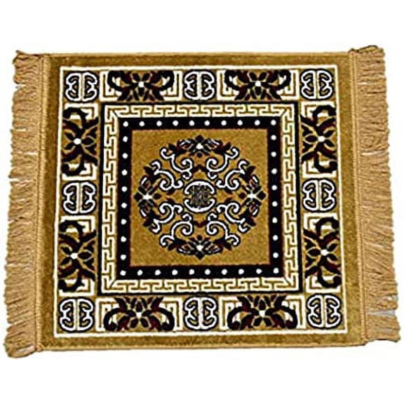 Polyester Fabric Golden Yellow Meditation Prayer Mat (Approx. 24 x 24 Inch) Multi-Purpose Meditation Mat/Rug, Religious Spiritual Items, Home Aasan/Yoga/Meditation