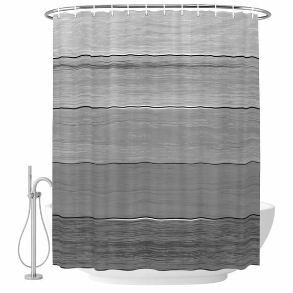 Polyester Fabric Grey Ombre Wooden Shower Curtain, Farmhouse Retro Gray Wood Gradient Waterproof Bathtub Curtain Bathroom Decor Set with Hooks 36 x 72 Inches